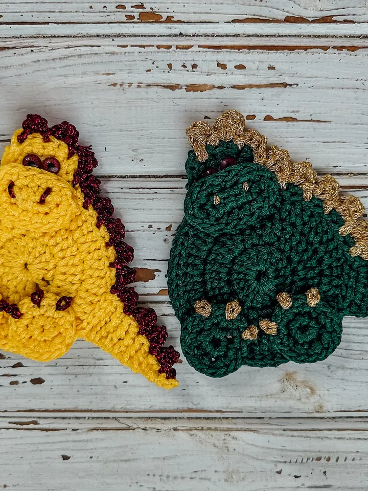 Crochet pattern dragon coaster PDF Digital instant download, Video tutorial, Storage organization, Christmas ornament, Table decor, holster