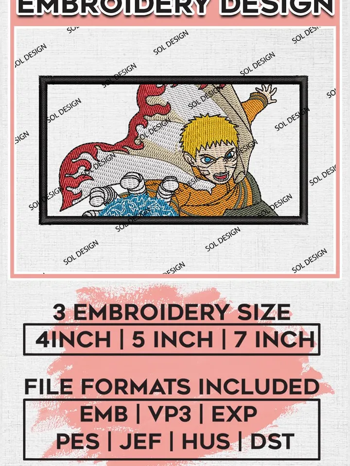 Uzumaki Naruto Embroidery Designs, Naruto Logo Embroidery Files, Naruto Machine Embroidery Pes Dst, Digital Download EMB_ANIME_101