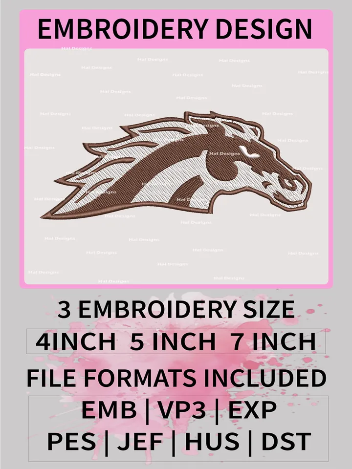 NCAA Western Michigan Broncos Embroidery File, 3 Sizes, 6 Formats, NCAA Machine Embroidery Design, NCAA Logo, NCAA Teams