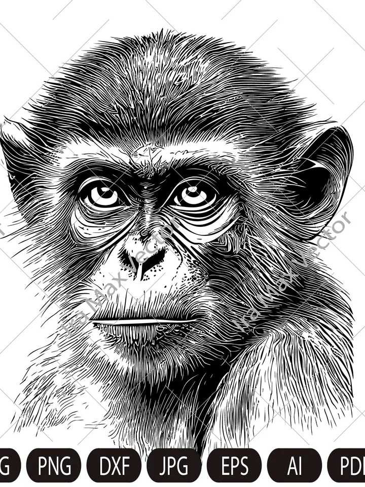 Monkey Head svg /MONKEY Face svg / Monkey svg / Monkey King svg / Monkey Mascot svg /Monkey detailed/ Monkey Printable / INSTANT DOWNLOAD