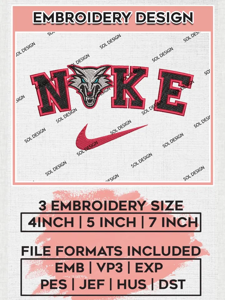 Nike New Mexico Lobos Machine Embroidery Design, NCAA New Mexico Lobos Embroidery Design Design files, NCAA Embroidery Designs, NCAA Machine Embroidery Designs, Digital Download