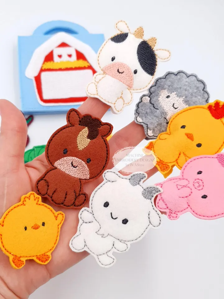 Farm Quiet Book Machine Embroidery Design File - ITH Felt Animals & Barn Playset - 4x4 Hoop