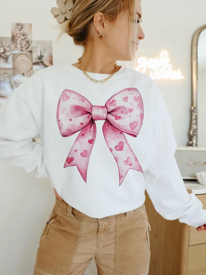 Valentine's day Heart Coquette bow Png, Retro Valentine Shirt Design, Valentine's Day Png, Valentine Love Png, valentine's day bow png