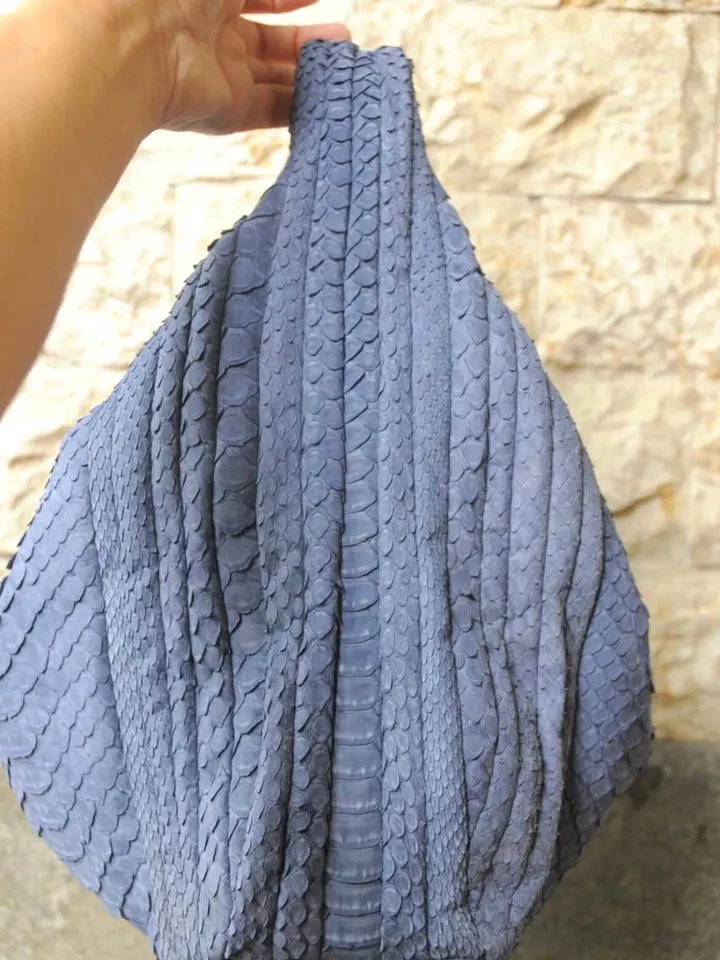 Medium Soft Hobo Classy Sport Woman Stitched Bag | Purse Genuine Python Skin | Dewi Gray Big Elegant Leather Designer Soft Bag Snake |