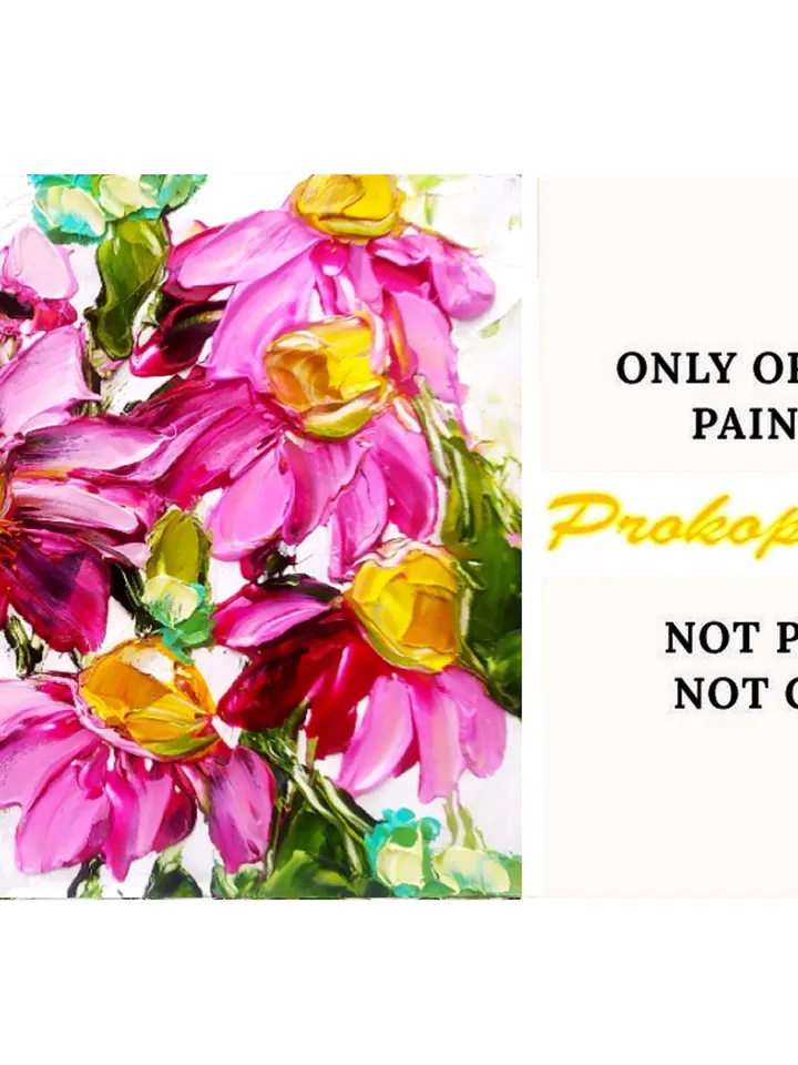 Daisy Painting Floral Original Art 4 x 4 Flower Artwork Daisy Wall Art Painting Impasto Oil Painting by ArtProkopaloSv
