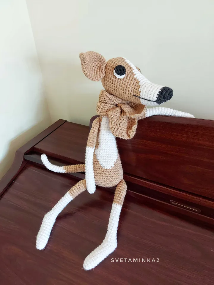 Greyhound Dog Crochet Pattern Amigurumi, Whippet, Italian Greyhound, Galgo, Sighthound, Lurcher. Digital Download. PDF.