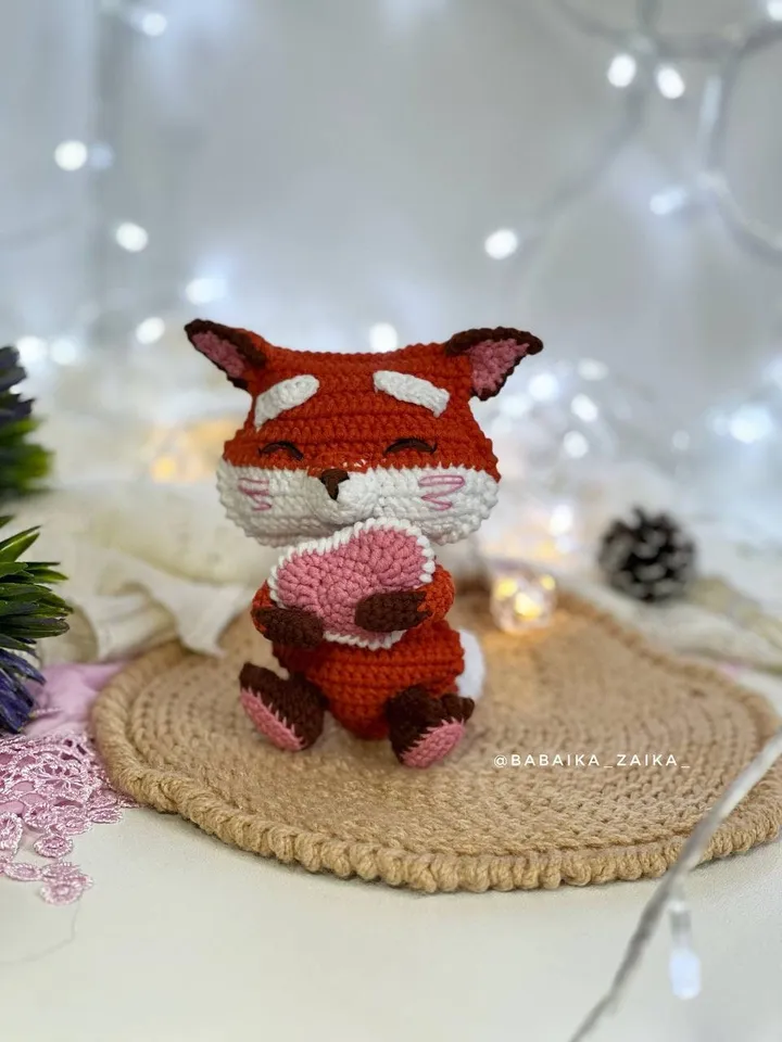 PDF Crochet Pattern Cute Fox and Heart, Amigurumi baby fox pattern, Crochet Heart, Cute fox Animal pattern Amigurumi animal Crochet baby fox