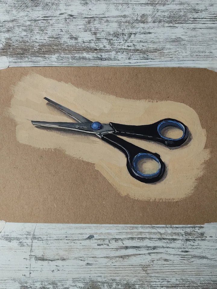 Scissors. Original gouache painting.