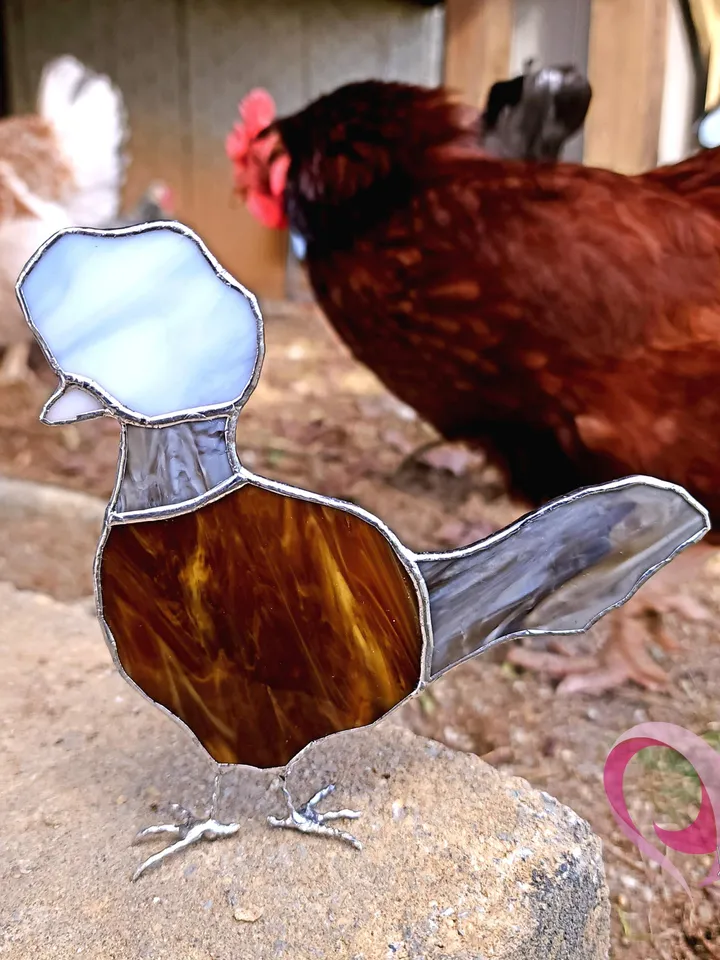 Stained Glass Chicken Suncatcher Cute Polish Hen Decor for Farmhouse Memorial Gift for Chicken Lover