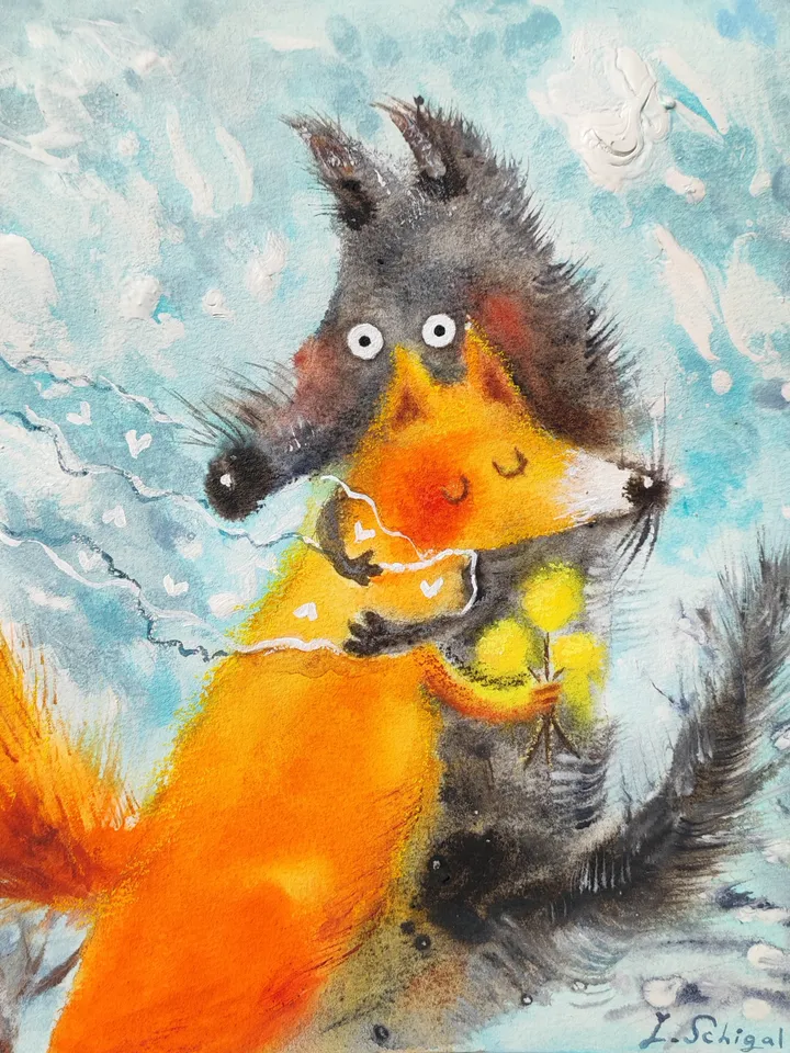 Step-by-step tutorial artwork in mixed media by Julia Schigal