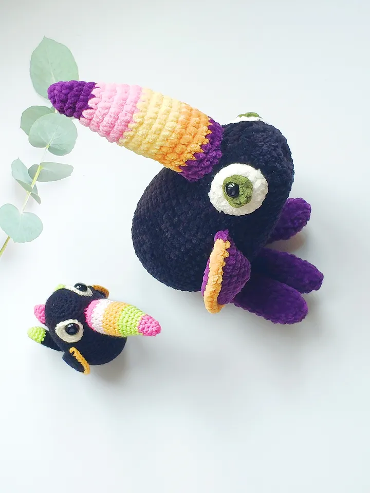 Toucan bird easy crochet amigurumi pattern 2 in 1