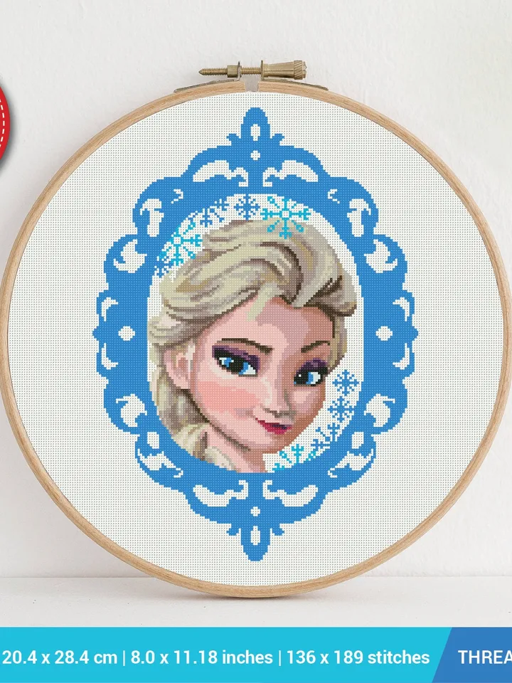 Elsa Frozen Snowflake Cross stitch pattern | Embroidery Pattern | Instant Download | Embroidery Designs
