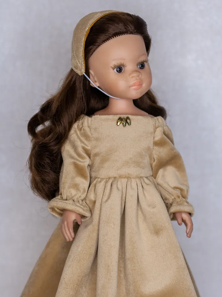Paola Reina doll clothes, Little Darling by Dianna Effner dress, 13 inch dolls waist 13 - 14,5 cm, long doll dress