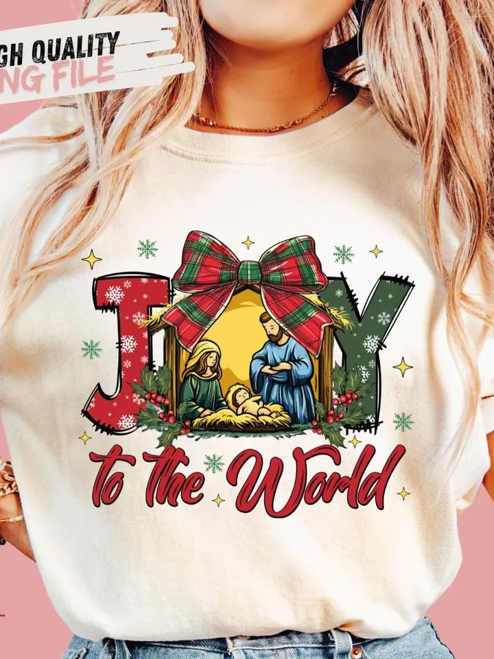 Christian Christmas Png, Joy To The World Png, Coquette Jesus Christmas Png, Baby Jesus Png, Bible Verse Png, Nativity Png, Oh Holy Night