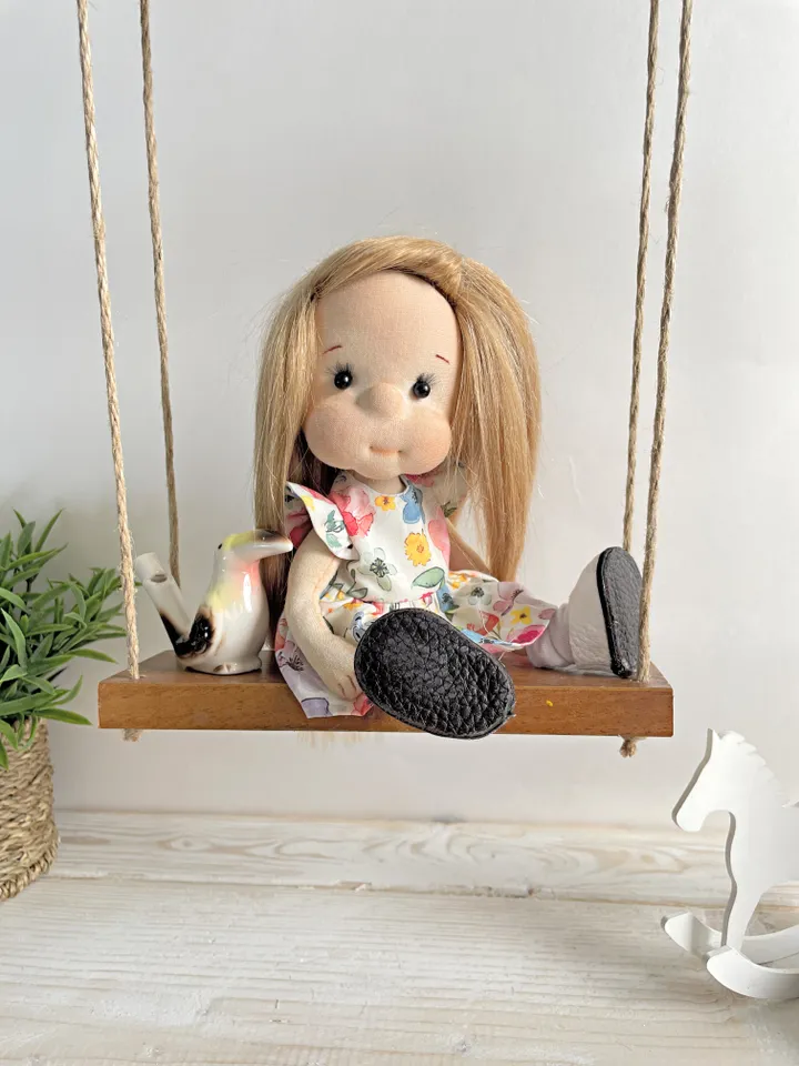 Handmade Poseable Art Doll Waldorf Inspired Collectible Heirloom Gift for Girls (20cm)