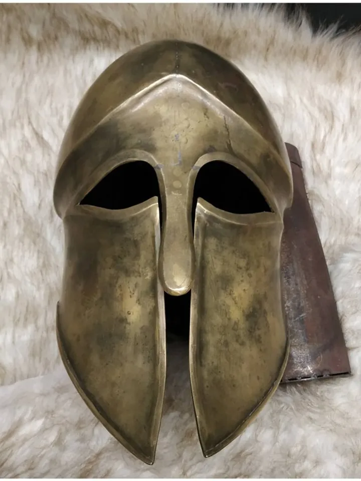 Ancient Greek - helmet of king Leonid - king of Sparta - Spartan helmet - brass