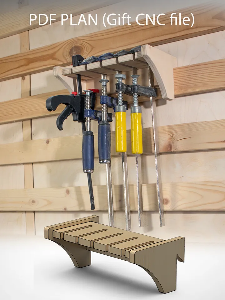 Clamp Rack Plans (PDF, SVG) for Workshop – DIY French Cleat Storage System