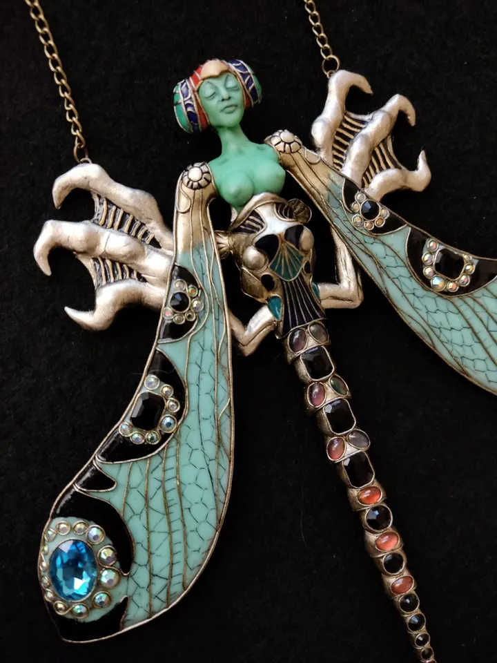 Necklace "Running dragonfly" based on Rene Lalique