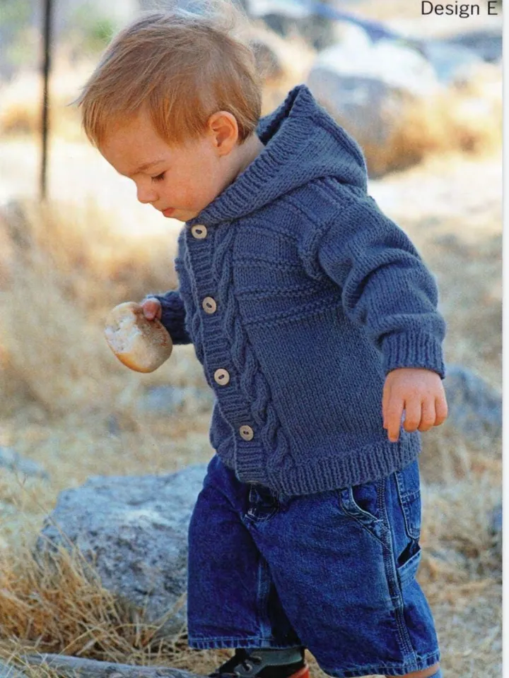 Cardigan baby, jacket, hooded, knitting pattern, Boys Girls aran cardigan knitting pdf pattern 3 months -8 years