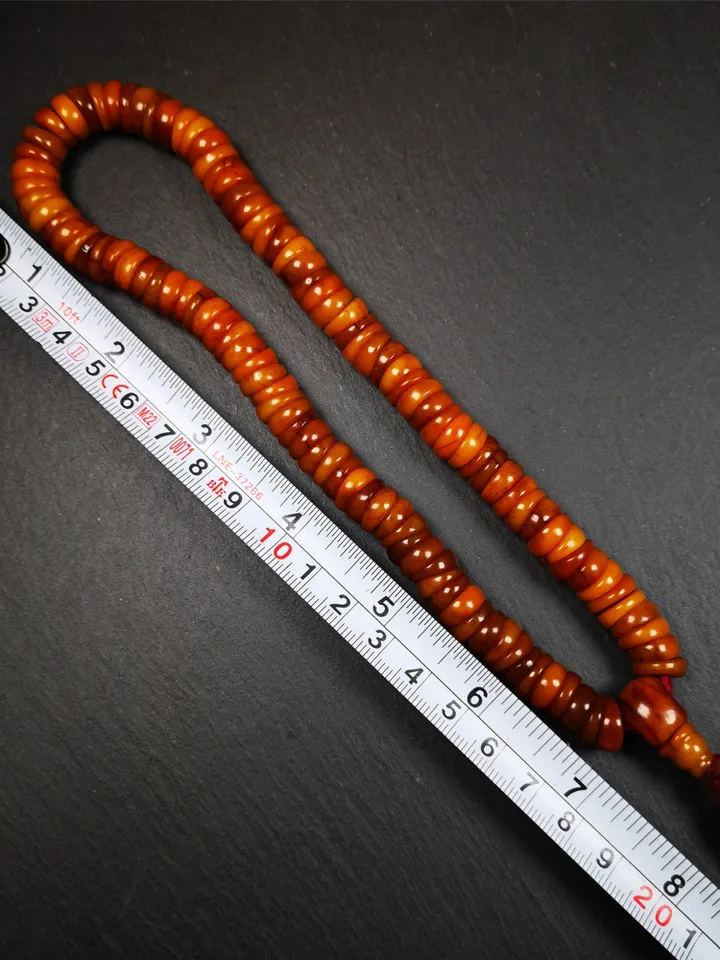 Gandhanra Original Wave Shape Tibetan Yak Bone Mala Beads Necklace, Hand-carved Tibetan Prayer Beads for Meditation