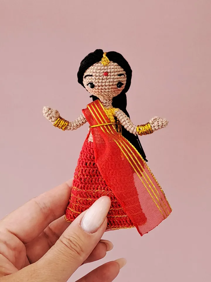 Crochet indian baby doll. indian handmade gift. amigurumi indian doll.