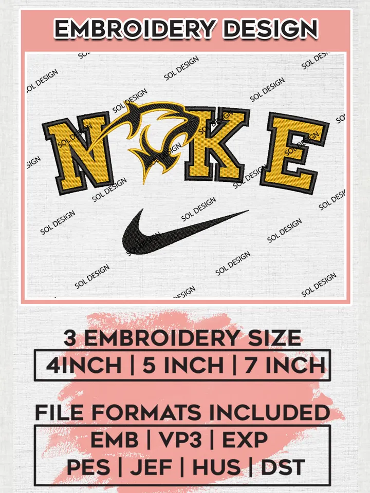 Ni.kee Adelphi Panthers College Team Logo Embroidery Design Files, NCAA Adelphi Panthers Machine Embroidery, NCAA Teams, 3 sizes, NCAA Machine embroidery designs, Digital Download