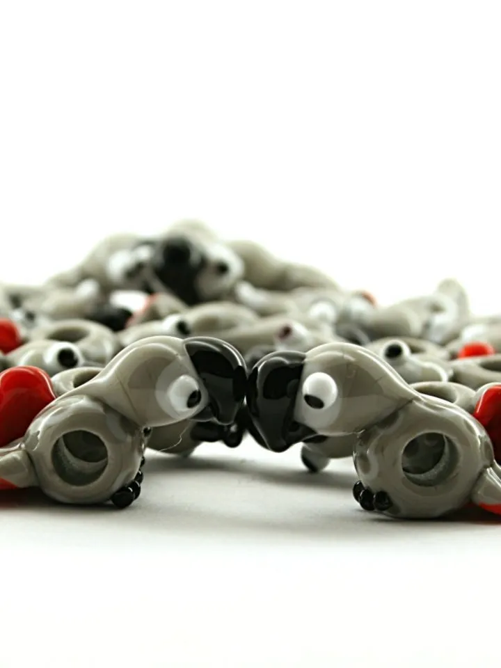 African grey parrot charm Parrot dread beads Parrot bead Parrot bracelet Glass parrot BHB big hole bead Lampwork parrot jewelry