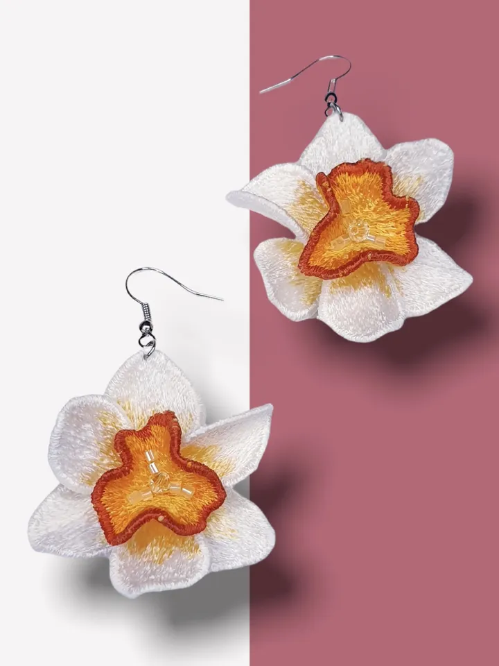 Narcissus brooch FSL machine embroidery designs Free standing lace embroidery pattern 3Dflower embroidery motif FlowerFSL embroidery brooch