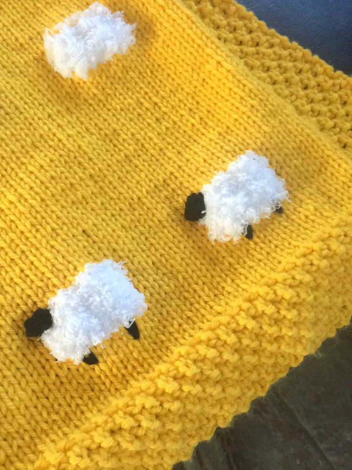 KNIT KIT - Fuzzy Sheep Baby Blanket, DIY Knit Baby Blanket, Baby Gift, 2 Sizes