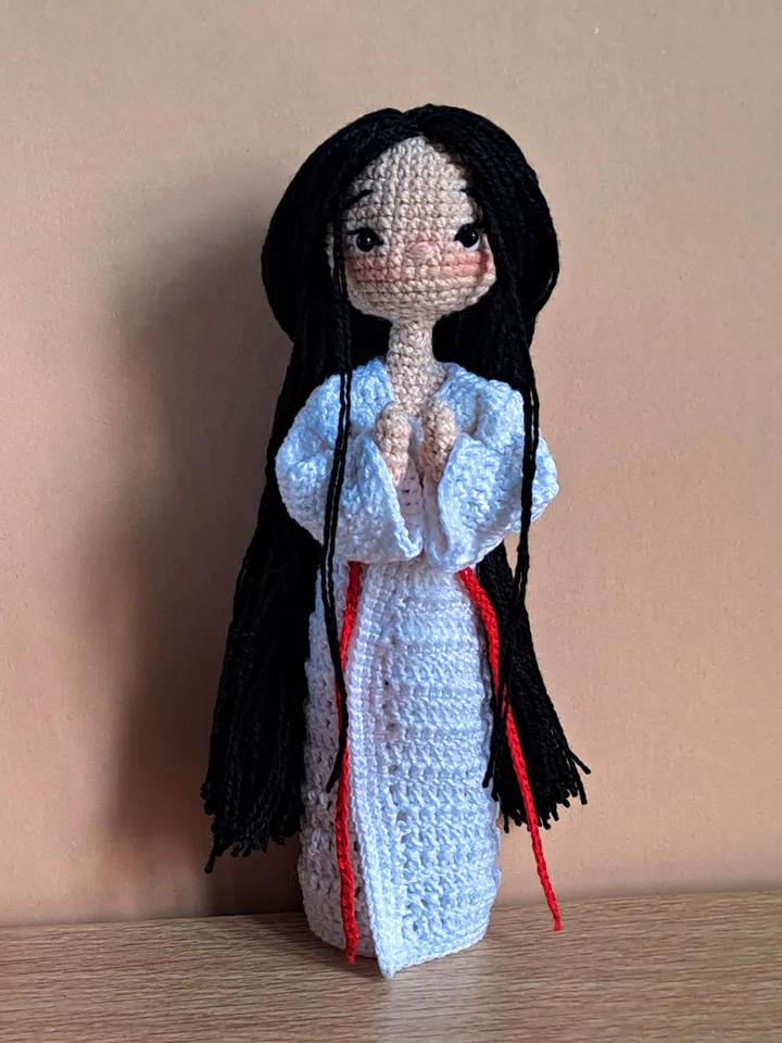 Asian crochet doll, japanese doll, handmade doll, japanese girl, unique doll
