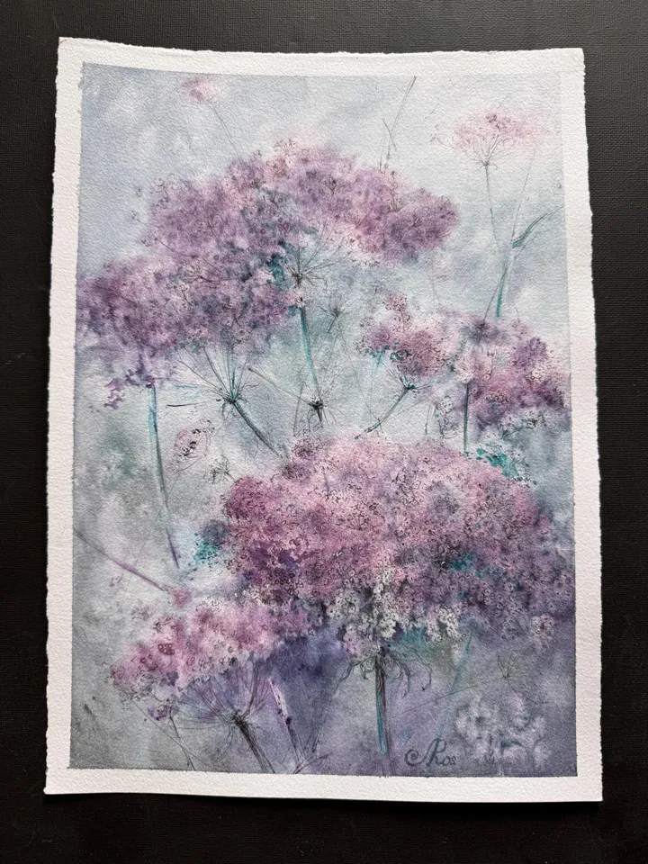 Flowers Original Painting Wildflowers Watercolor Wall Art Meadow Painting