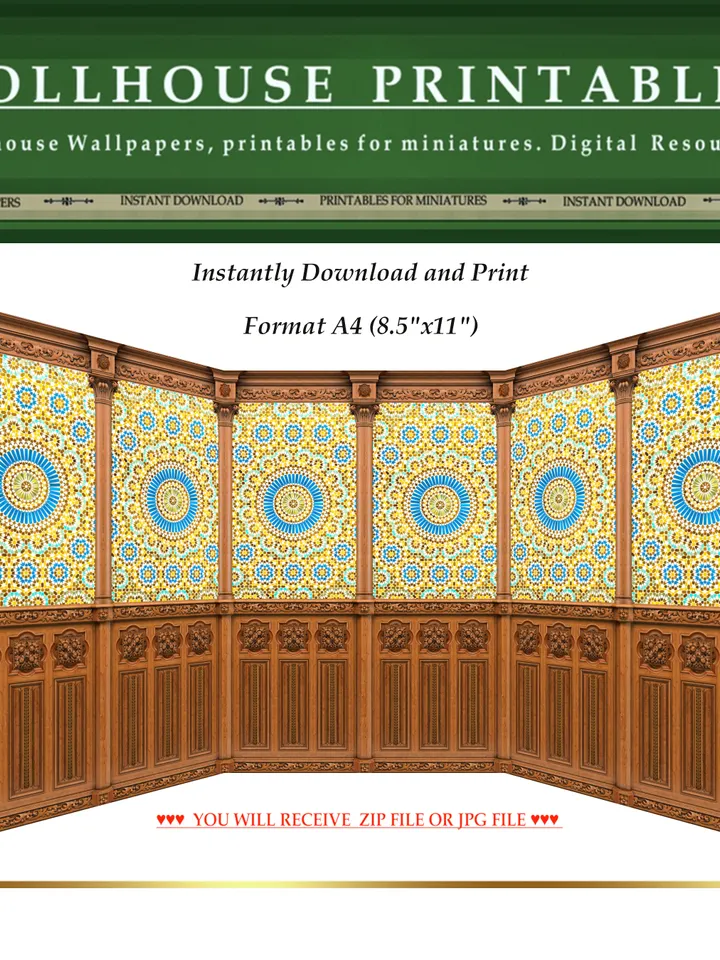Wallpapers- Set 15-v4 | Printables for Dollhouses and Unique Miniature Projects | Digital Downloads | in Scale 1/12th