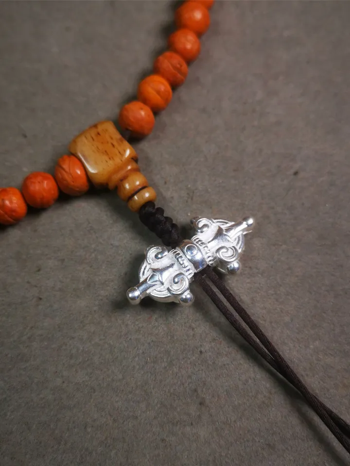 Gandhanra Handmade Tibetan Amulet,Vajra Pendant for Mala,Bag Hanging,1.18" × 0.63"