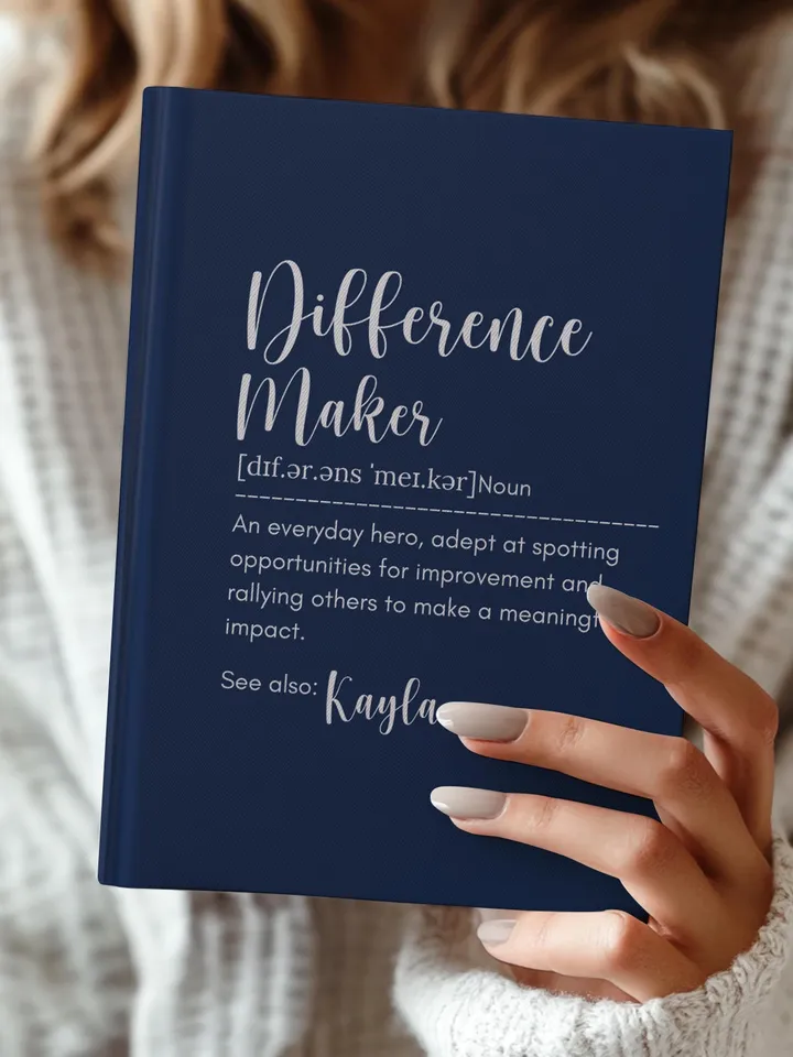 Personalized Difference Maker Journal with your name;  Difference Maker Definition Gift; Custom Coworker Gift Employee gift Mentor Leader