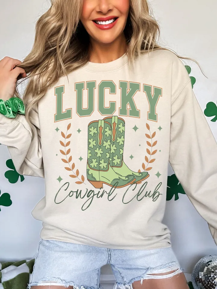Lucky Cowgirl Png,St. Patrick's Day Png,Western png,Cowgirl png,Cowboy png,Trendy png,Irish png,Shamrock Png Happy go Lucky Clover Png