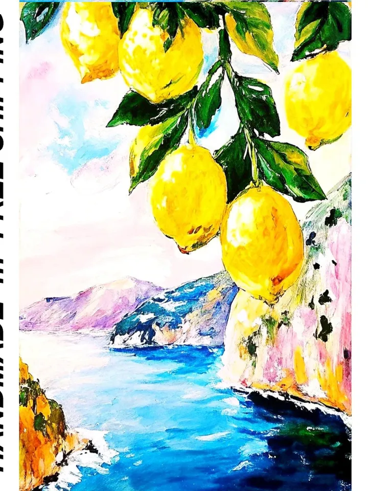 Italy Oil Painting Italian Landscape Lemon Tree Painting Original Art Impasto Oil Painting Art Unique Original Oil Painting Modern Art 7x5