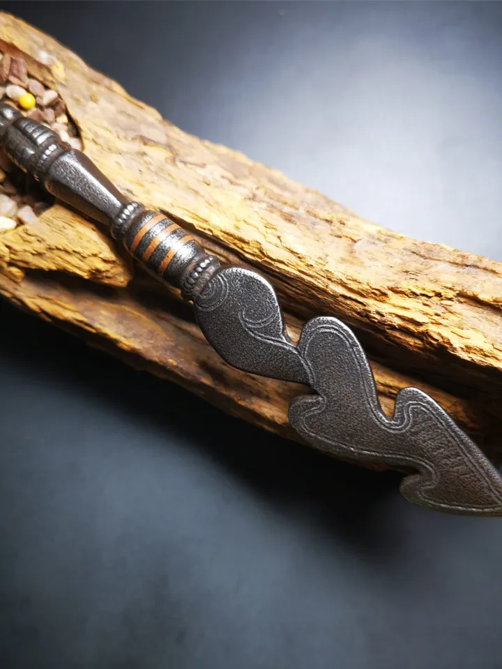Gandhanra Tibetan Amulet Kila Dagger (Dorje Phurba),Snake Spear,Dharma Ritual Altar Tool,Made of Cold Iron inlaid with Copper