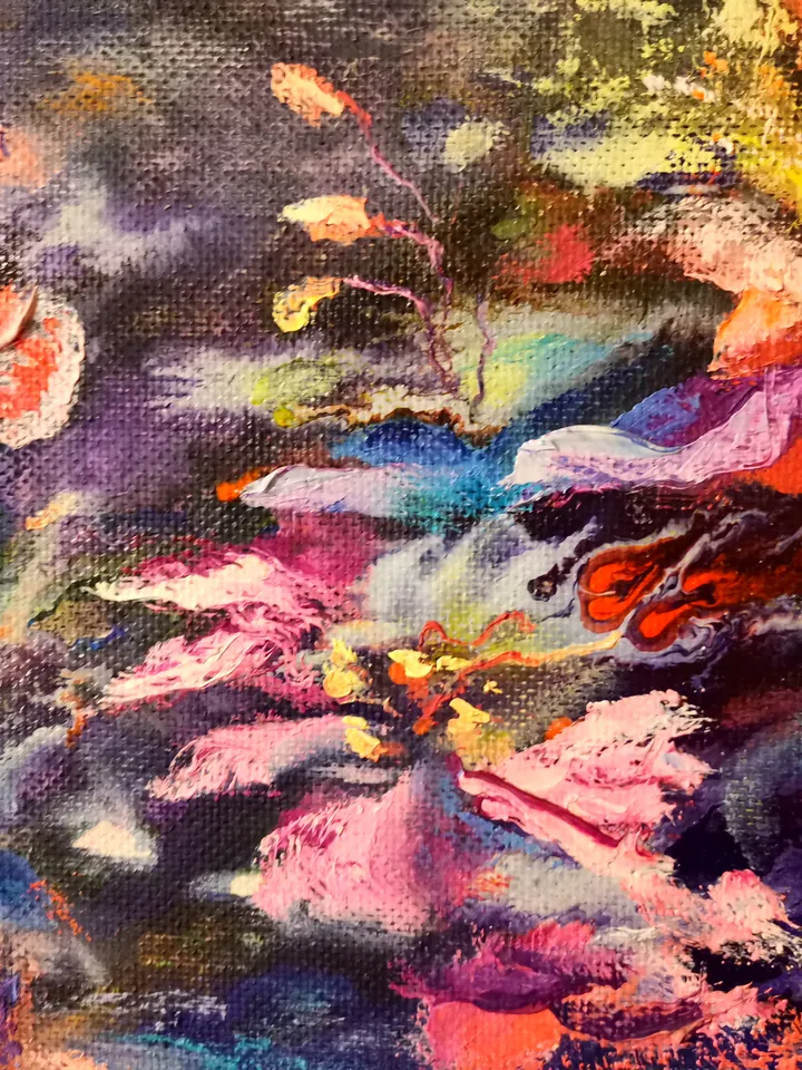 Sea Flowers Underwater Art Original Oil Painting Abstract Framed Impasto Svinar Oksana