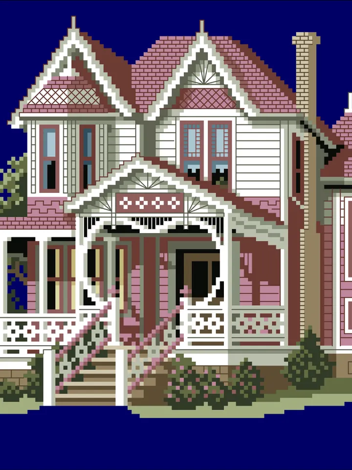 Vintage Cross Stitch Pattern Victorian House Counted Digital Download PDF