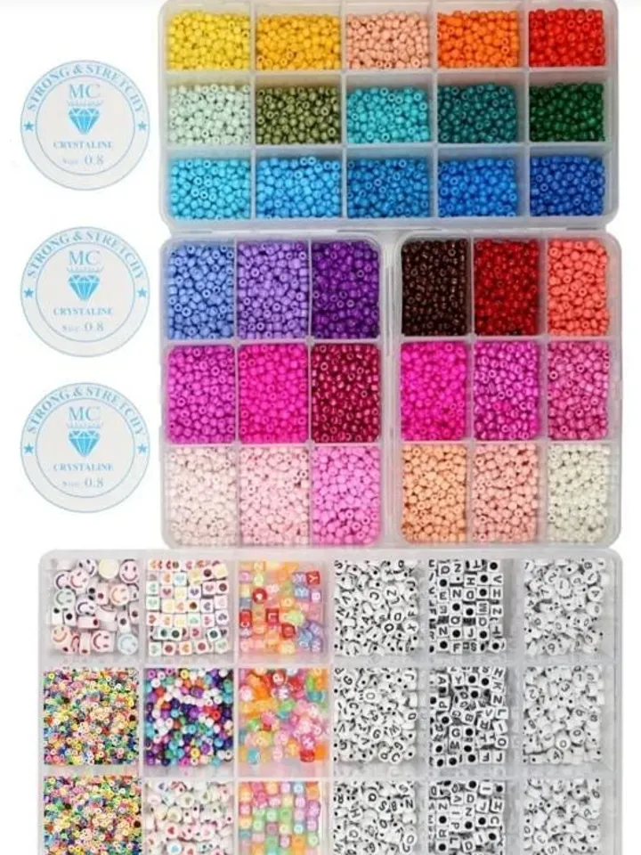 4 Box Mega Jewelry Making Hobby Starter Set Sand Beads Letter Beads