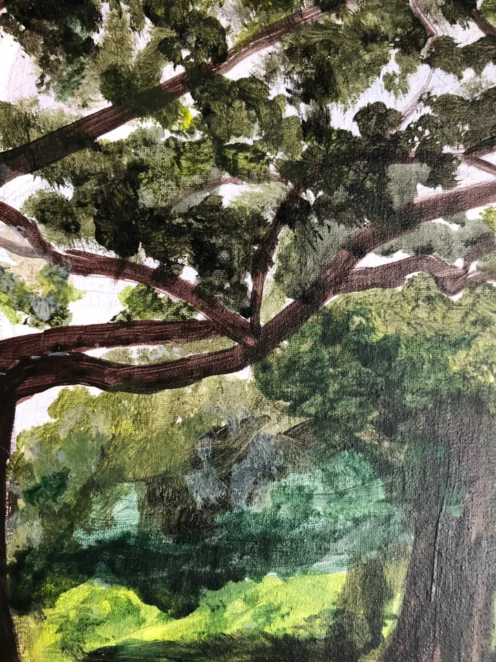 Old oak wall art modern artwork landscape 12 by 16 inches original acrylic painting hand painted