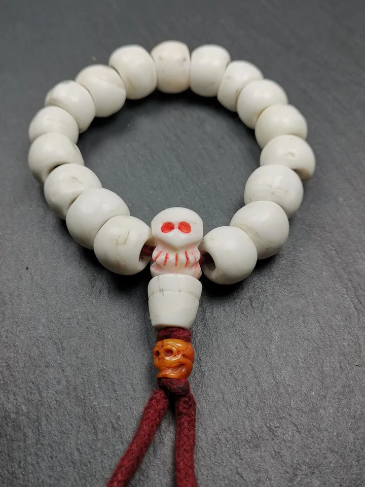 Gandhanra Vintage Tibetan Conch Shell Wrist Mala | 16mm Shankha Shell Prayer Beads Bracelet for Meditation and Spiritual Practice
