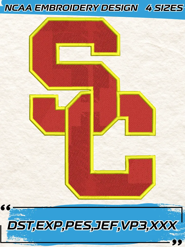 USC Trojans Embroidery Designs,NCAA Logo Embroidery Design,Machine Embroidery Design File,4 Sizes, Digital Download