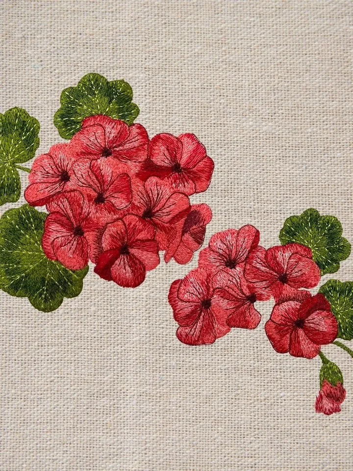Geranium with 3D elements Floral pattern Flower machine embroidery design 3Dfloral motif 3Dflowers digital embroidery pattern clothing decor