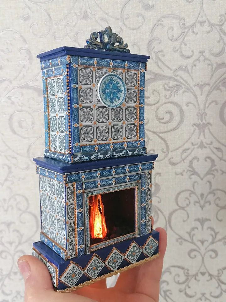 Fireplace for dollhouse handmade.1:12 scale.