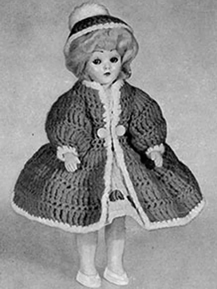 Vintage Crochet Pattern Clothes for Doll Coat and Hat Doll Pattern Digital Download PDF