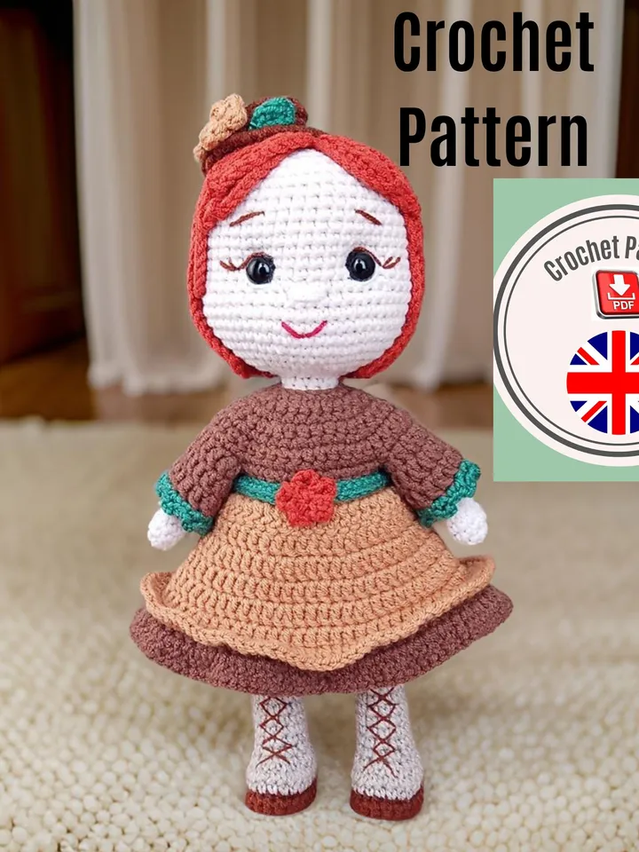 Crochet Amigurumi Doll Pattern, Doll English Pattern, Removable Clothes, Cute Doll Amigurumi Pdf, Handcrafted Doll, English Pattern