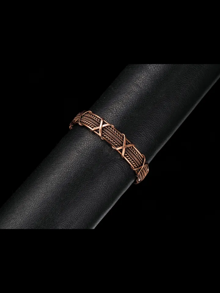 Woven copper wire bracelet Antique style handcrafted copper jewelry Unique gift