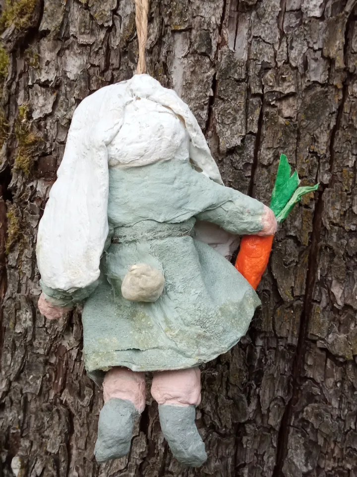 Small handmade Bunny Girl pendant doll. Cotton doll. Author's doll. New Year's decoration on the Christmas tree. Holiday gifts. Easter decor. Christmas decor. Xmas gifts. Xmas ornaments Made in 1 copy. Free shipping