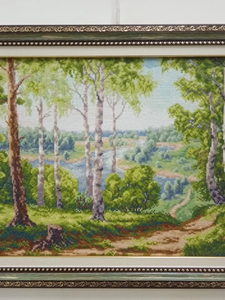 Forest River Finished Cross Stitch Embroidery